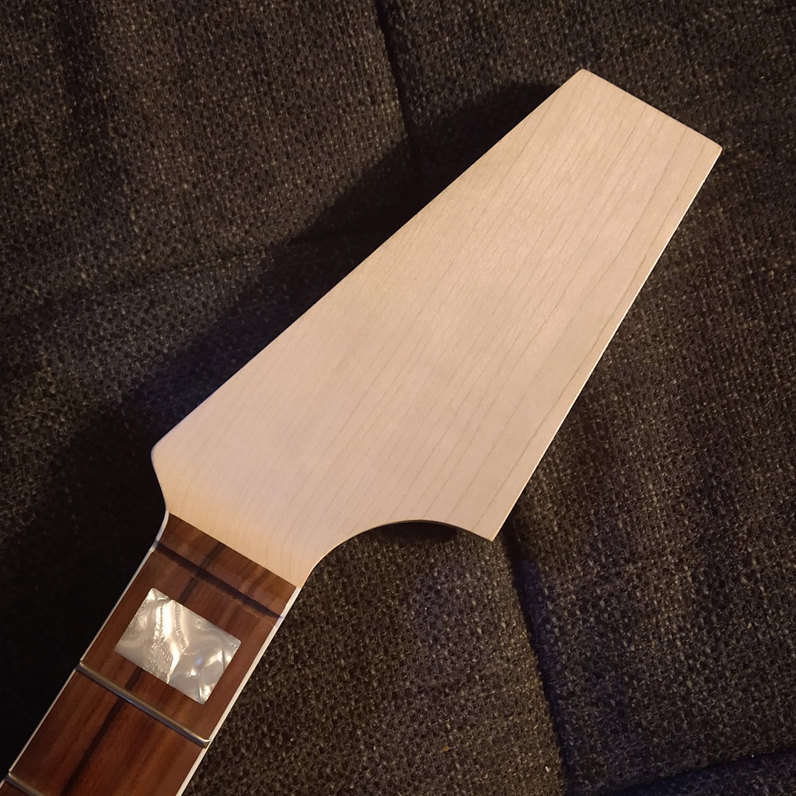 Coronado headstock with an original waterslide decal applied.