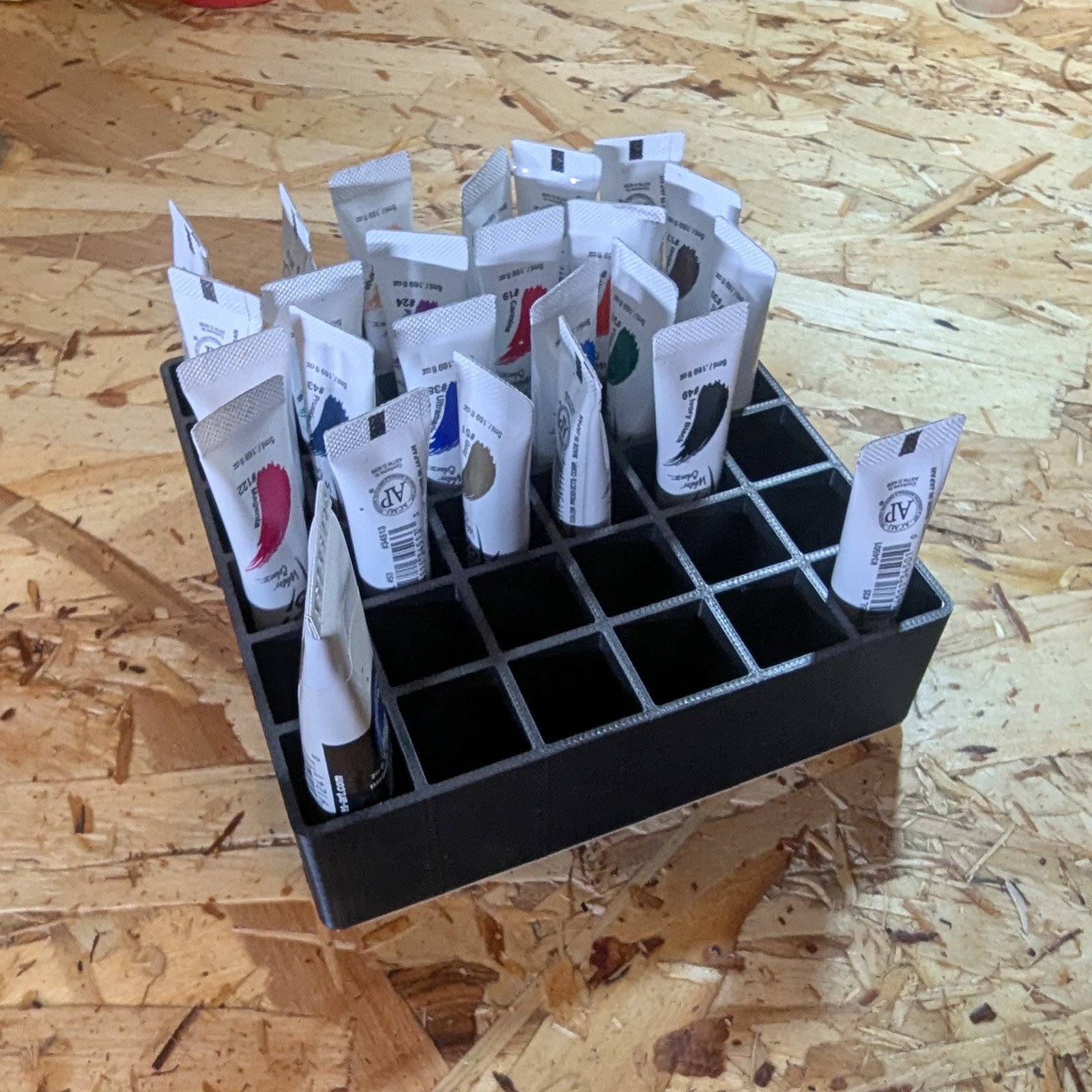 Custom 3D printed watercolor paint storage bin, alternate view.